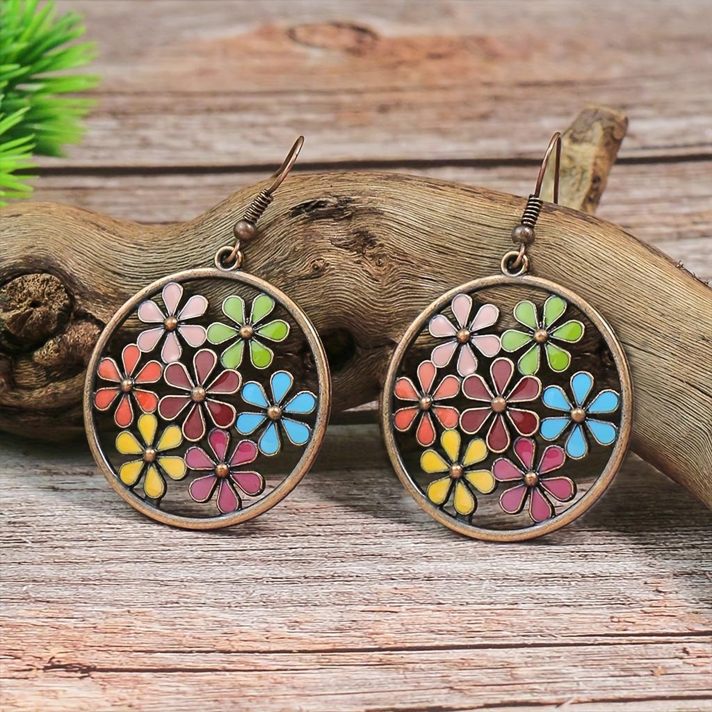 12 Pairs Boho Vintage Style Earrings Set Dainty Chic Colorful Geometric Dangle Drop Earrings for Women Zircon Gifts