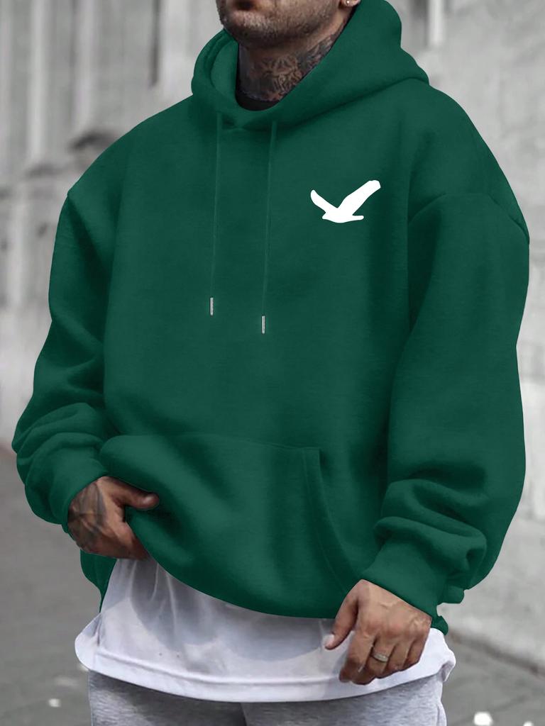 Minimalist Bird Graphic Printing Autumn and Winter Pure Cotton Men's and Women's Hoodies Outdoor Street Sports Training Brand