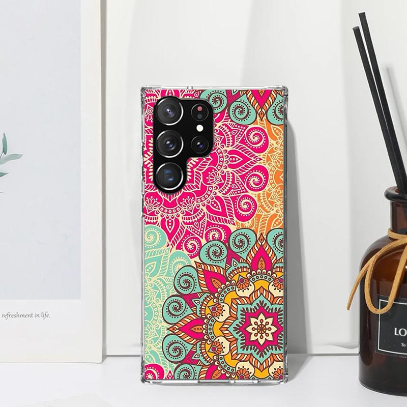 Totem Mandala Colorful Flower Phone Case For Samsung Galaxy Note 20 Ultra 10 Plus 9 8 M11 M12 M21 M30S M32 M51 M52 J4 J6 + J8 Ar