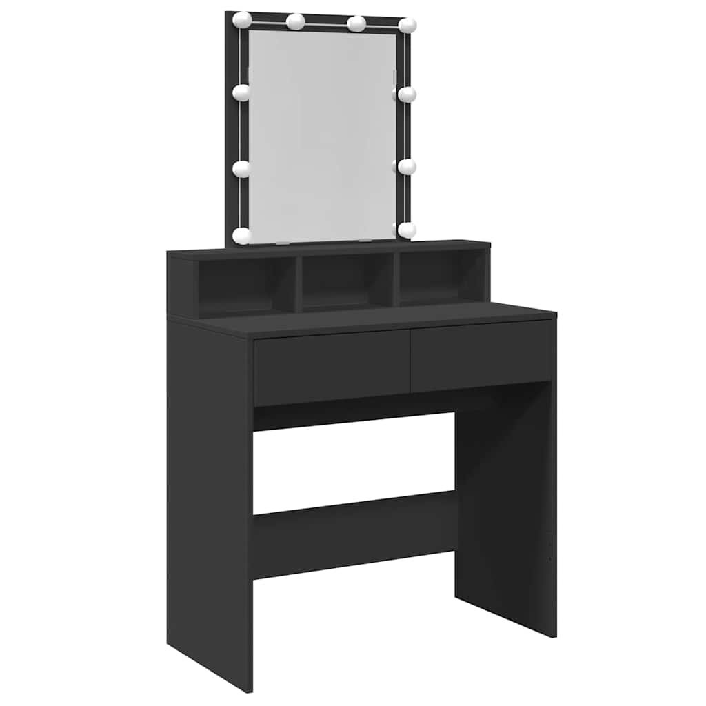 Vidaxl Dressing Table With LED Lighting, Black, 80X41X144.5 Cm