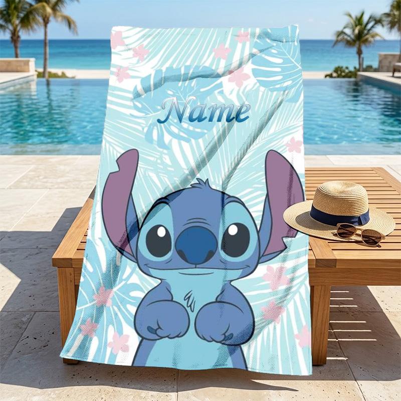 Custom Name Stitch Dreams Stylish Digital Printing Beach Towel Quick‑Drying Absorbent Blanket for Beach Pool Gym Travel