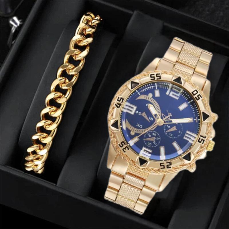 Men'S Fashion Large Dial Watch Steel Strap Quartz Watch Men'S Watch