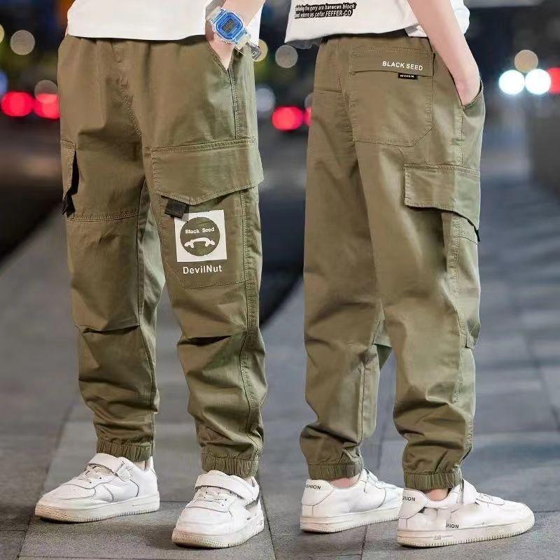 Spring Autumn Boys Pants Casual Pattern Long Style Trousers for Kids Teenage Children Sport Clothes