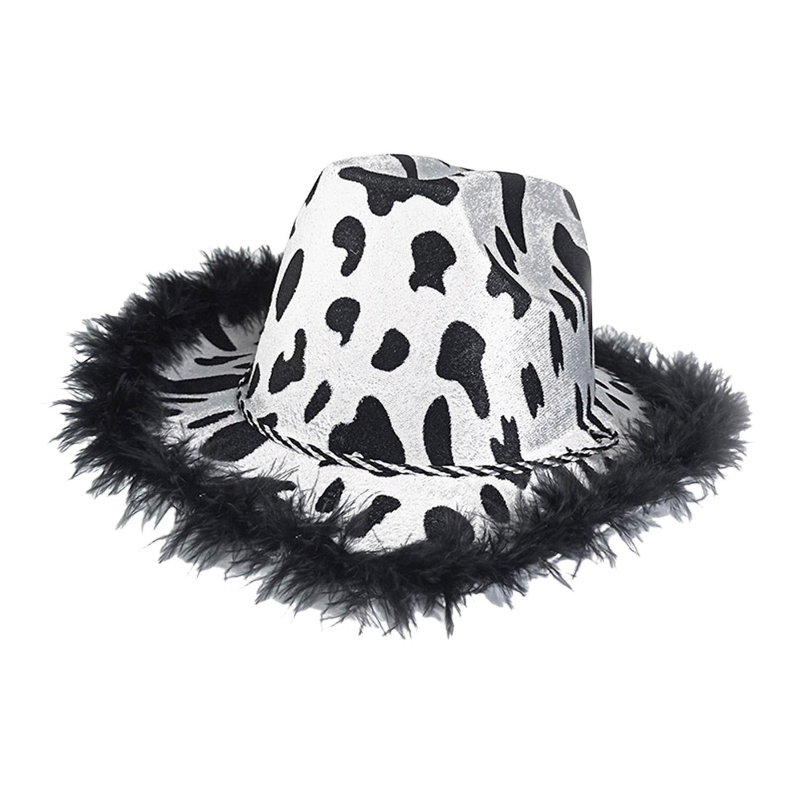 

Cow Print Party Hat Unisex Cowboy Hat Bride Hat for Wedding Music Festival Decorative Cow Print Unisex Hat for Live Show A