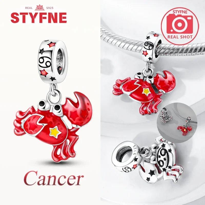 Cute Aries Cartoon Constellation Red Cancer Luminous Pisces Original Copper Charm Beads Fit Bracelet Girl Diy Gift Accessory