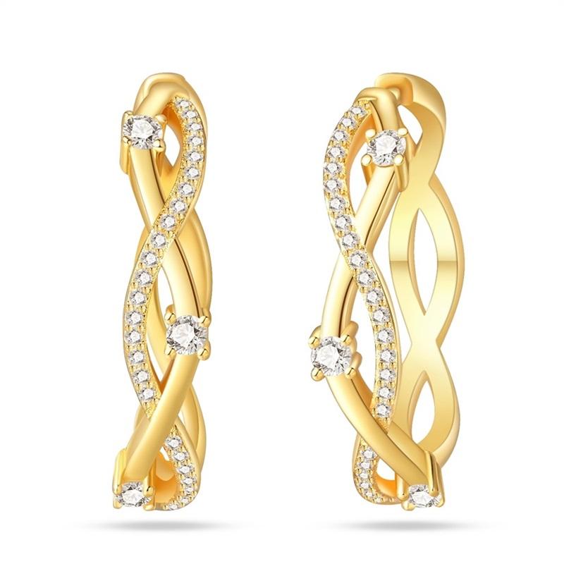 Women's 925 Silver Classic Gold Pearl Inlaid Earrings Elegant Suitable For Engagement Wedding Party Exquisite Jewelry