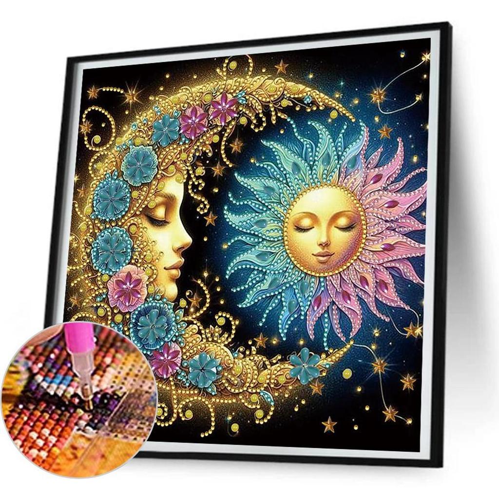 5D DIY Partial Special Shaped Drill Diamond Painting Kit Flowers Stars Moon Art