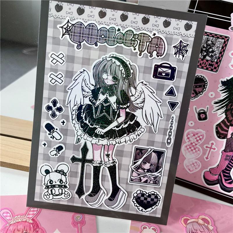 Korean Cute Maid Devil Angel Girl Stickers Scrapbooking DIY Album Decoration Sticker Aesthetic Personalized Kawaii Stationery