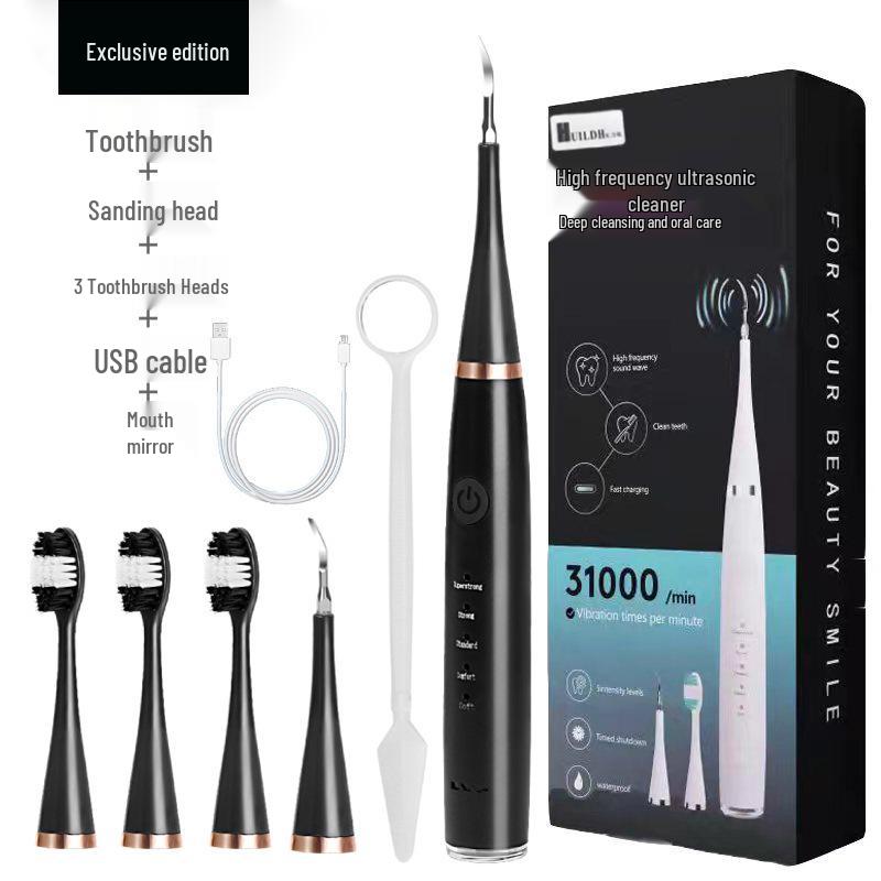 

Ультразвуковой электрический очиститель зубов 6-в-1 и ирригатор English