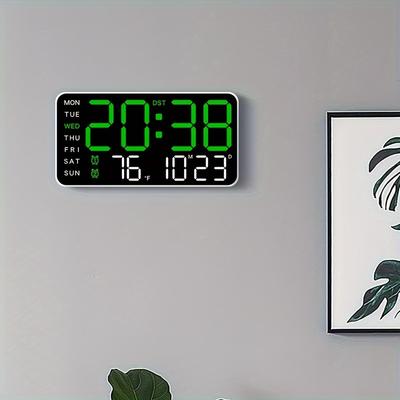 Digital Wall Clock, Electronic Display, Multi-Functional Dual-Purpose, Simple Design for Living Room, Nursery, Student Room Decor