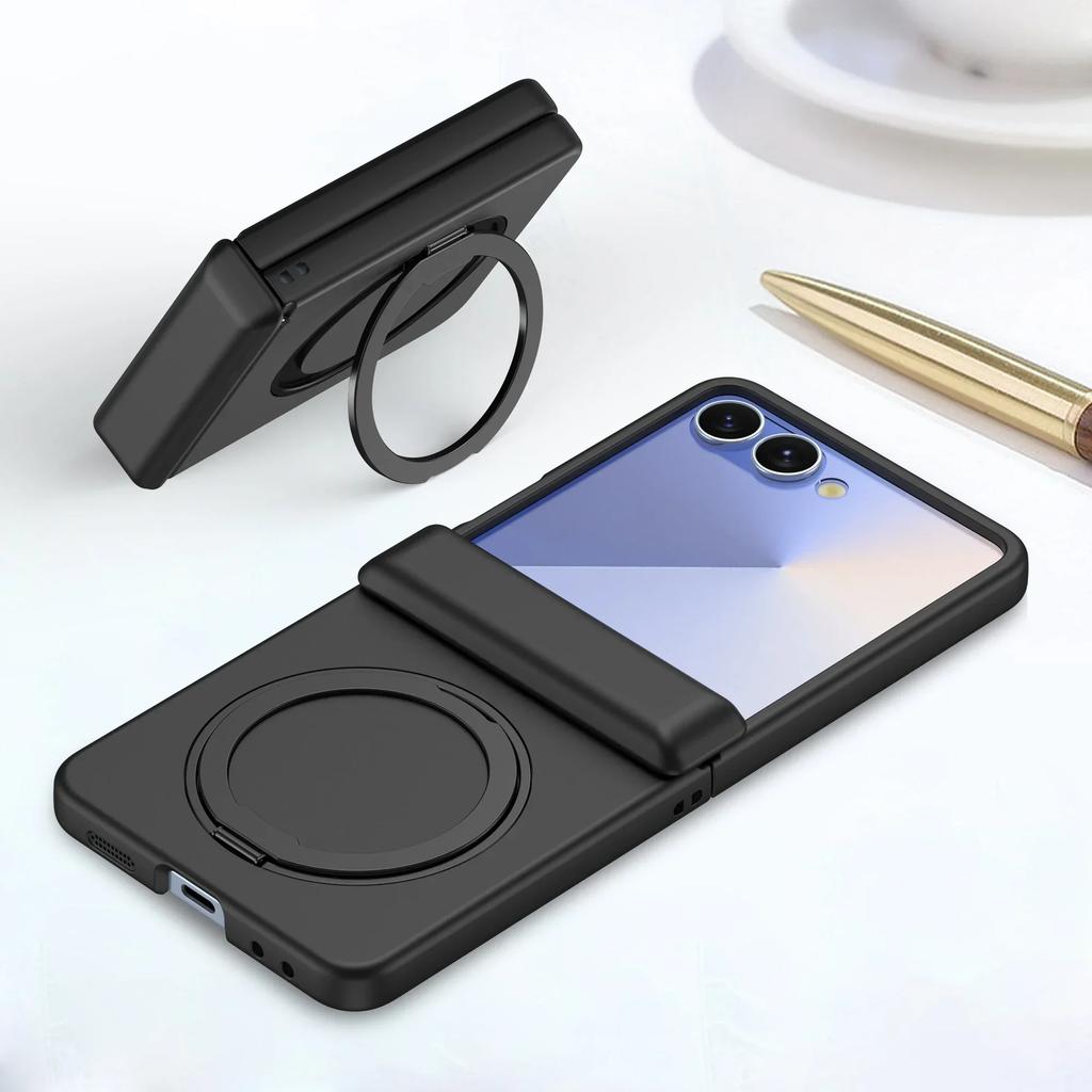 Magnetic 360 Rotating Kickstand Case for Samsung Galaxy Z Flip 7 Fe 6 5 4 3 Skin Feel Hinge Protective Cover