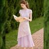 Bailuyu Elegant Jacquard Stand Collar Dress