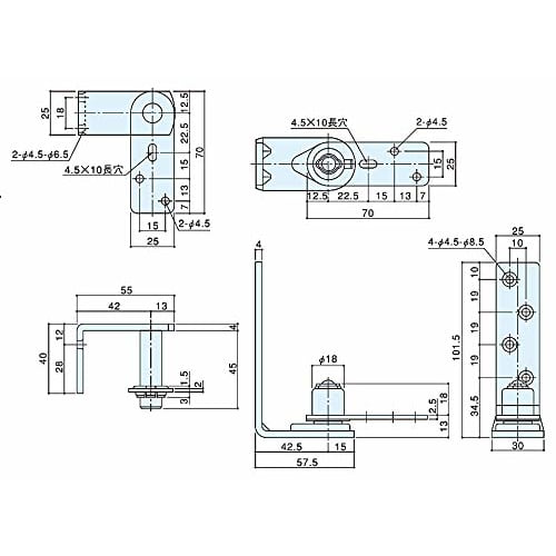 Atlas Center-Hanging Gravity Hinge, Stile Mount Type, for Frames, No. 900-1