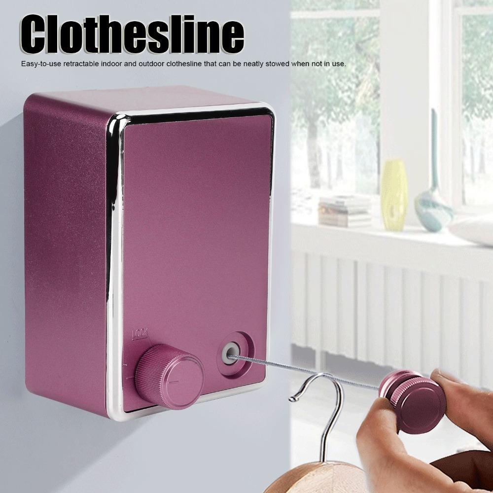Pink Gold Retractable Clothesline ABS Case Stainless Steel Clothes Drying Line Drying Rack  Balcony розовый