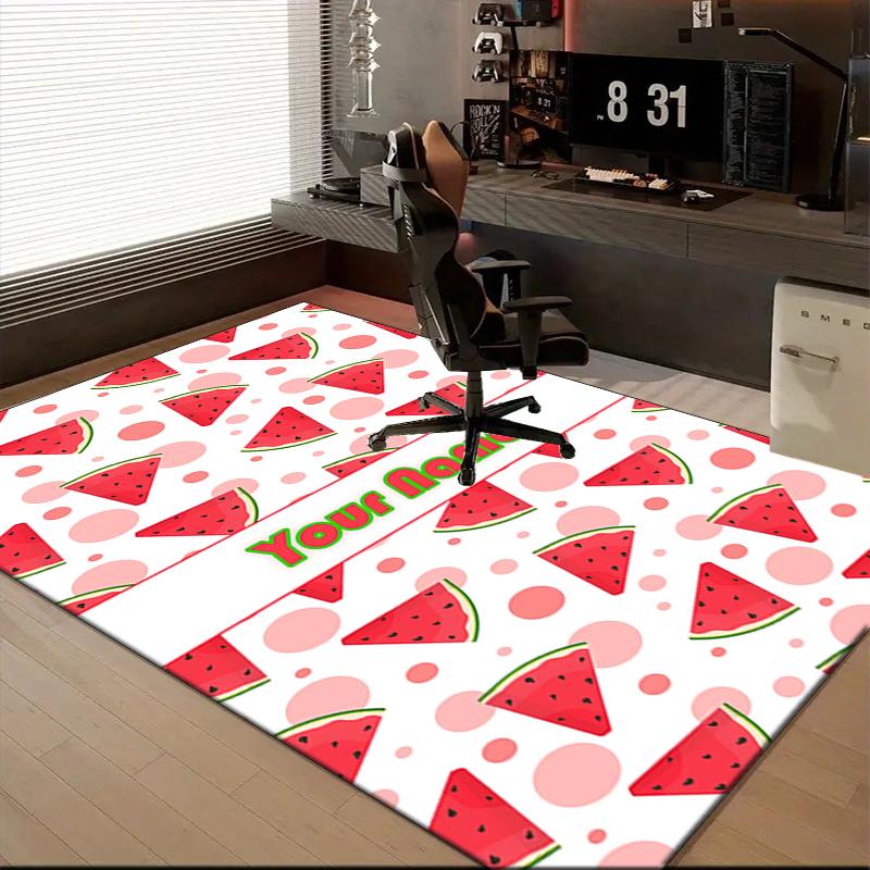 1PC Custom Name Watermelon Slice Theme Floor Mat Ideal for Living Room, Game Rooms, Office, Bedroom, Floor Mat Playful Design