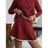 Hirsionsan Elegant Soft Vintage Women Suits 3 Pieces Skirt Sets Cardigan Short Sleeve Sweater & Mini Skirt Knitted TrackSuit