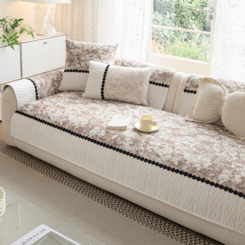 Non-Slip Sofa Protector Soft Anti-Skid Patchwork Sofa Mats Imitation Cotton Linen Sofa Armrests Cushion Sofa Cushion Cover