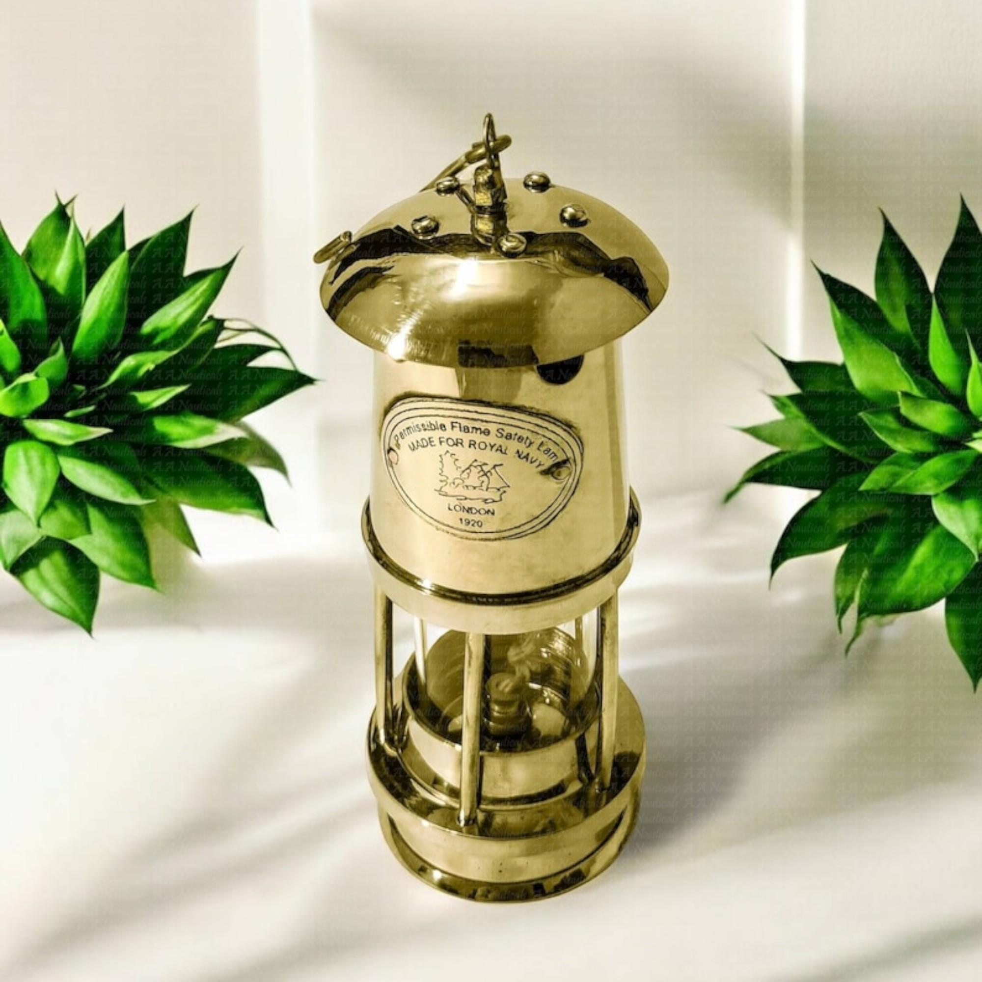 

6-дюймовая рабочая морская шахтерская лампа из цельной латуни, масляный фонарь для корабля, морской подарок на Хэллоуин, День благодарения, Рождество и годовщину