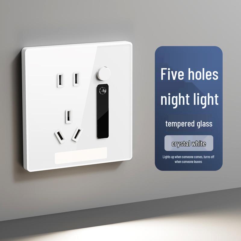LED Night Light Socket with Motion Sensor, Recessed 86-Type for Floor, Staircase, Corridor, or Bedside.