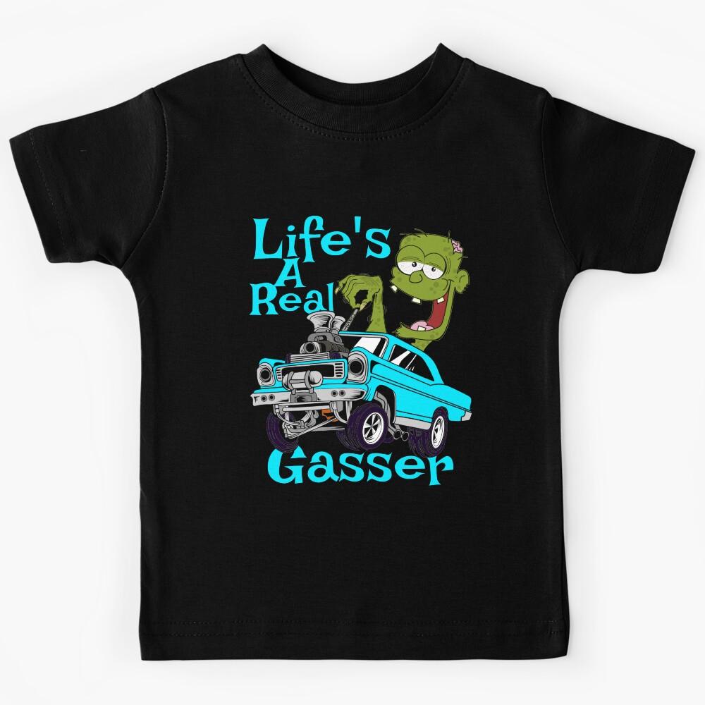 Hot Rod Gasser Cartoon Outlaw Drag Racing Blown Street Car Kids T-Shirt 140