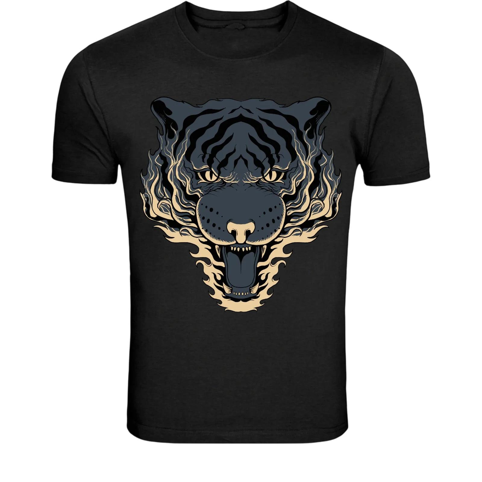 Fierce Tiger Head T-Shirt - Wild Animal Graphic Tee L