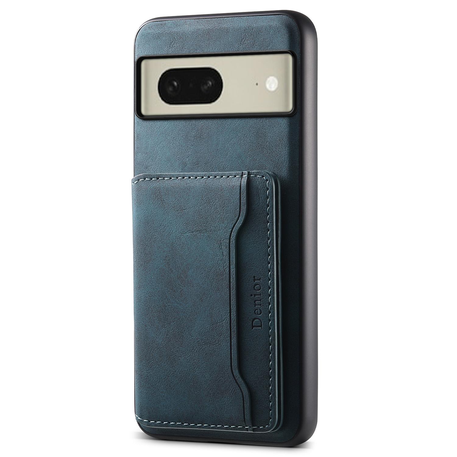 

DENIOR D13 For Google Pixel 8 Case Detachable Magnetic Leather Back Cover Retro Texture Blue