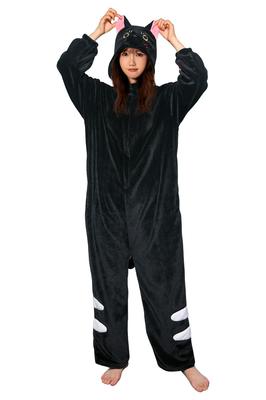 OLAOLA Kigurumi Gato Preto Pelúcia Animal Macio Inverno Fofo Quente para Proteção contra o Frio em Ambientes Internos L Pijama, Fofo, Adulto, Fantasia, Pijama, Flanela,