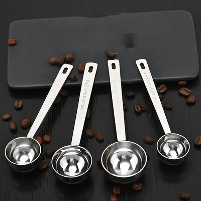 Stainless Steel Measuring Spoon Metal Round Head Long Handle Measuring Scoop Dry And Liquid Use Kitchen Baking Tools