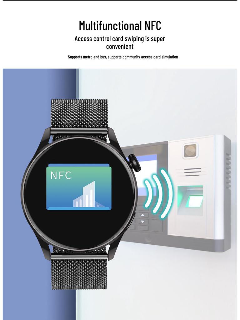 Smartwatch Pro 1.45\" Round Screen: Sport, Bluetooth Calling, NFC, Heart Rate, Alipay Enabled