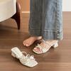 Butterfly-knot Polka Dot Women Slippers Summer Thick Heel Shoes Street Style Open Toe Vacation Party Dress Slides