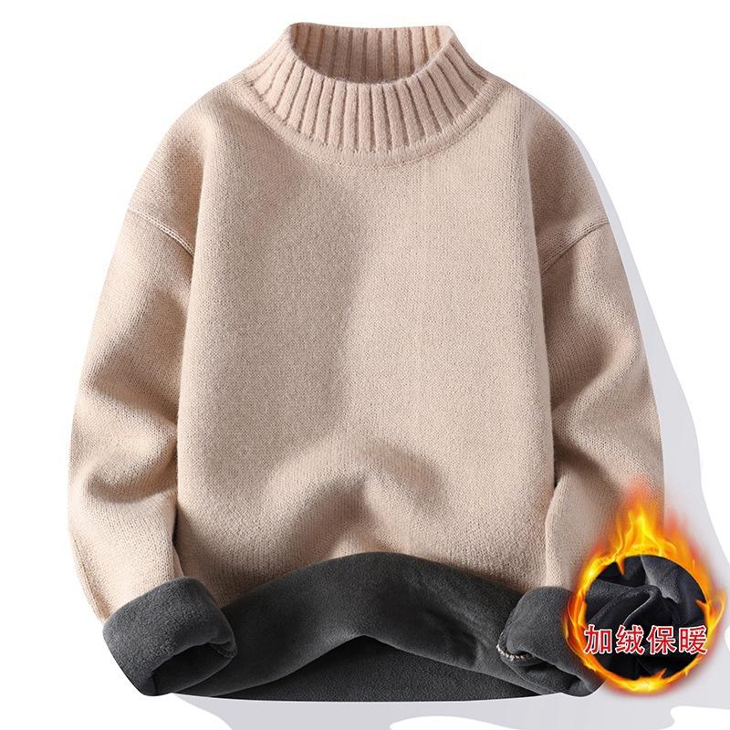 Men S Half Turtleneck Fleece Thick Knitted Pullover Sweater Winter