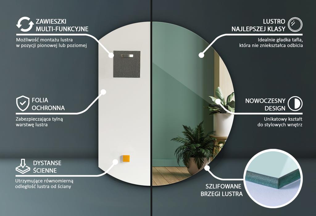 Modern Mirror Over the Bathroom Sink, Makeup Mirror, Cut Circle Wall Mounted, 100 cm, Elegant and Practical