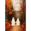 Cute Ghost Black Cat Canvas Gallery Wall Prints Halloween Floral Bat Wall Art Soft Pastel Fall Farmhouse Holiday Home Decor Gift