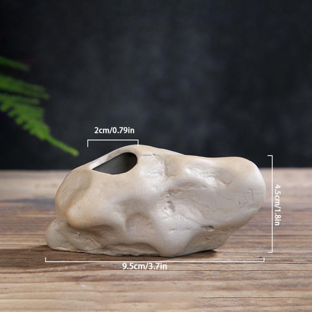 Ceramic Ceramic Zen Hydroponic Vase Handmade Desktop Small Vase Stone Shape Vase  Office