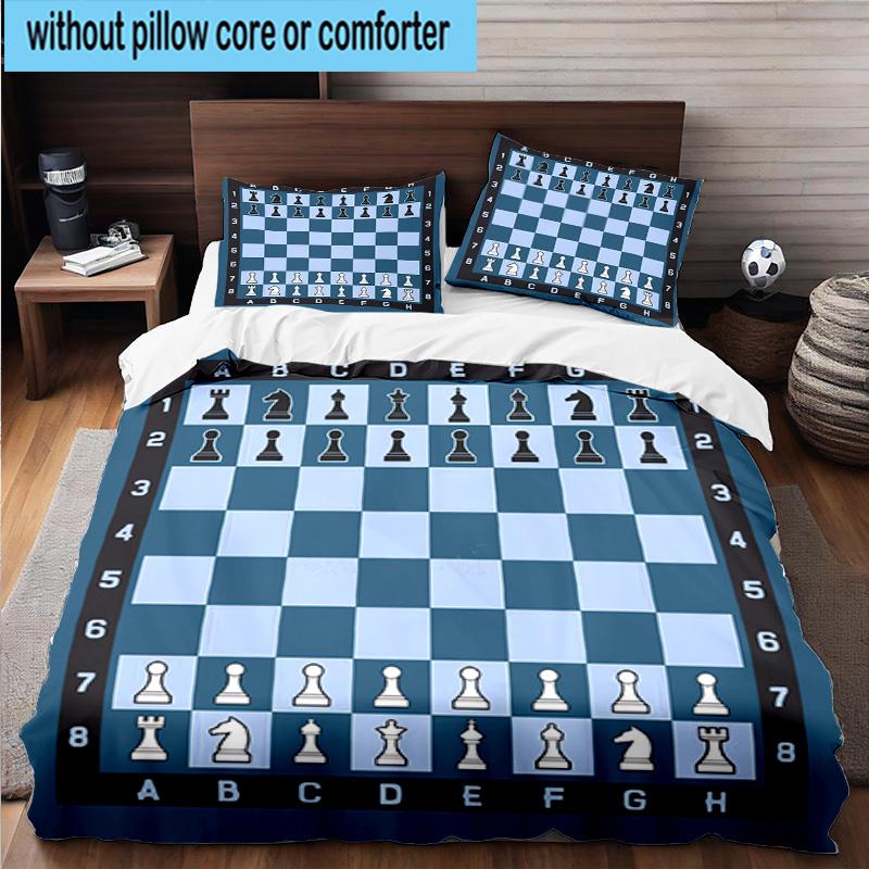 Chess Opening Strategy 3pcs Bedding,Including 1pc Duvet Cover And 2pcs Pillowcases Perfect for Christmas,Ideal for Bedroom, Dormitory