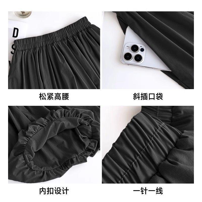 Hot Style Elastic Pocket Fluffy Flower Bud Skirt New Summer High Waist Lantern Black and White Pants Short Skirt