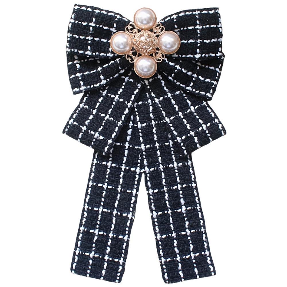 

Fashion Cloth Bow Brooches Pearl Vintage Pearl Collar Pins Bowknot Necktie Wedding чёрный