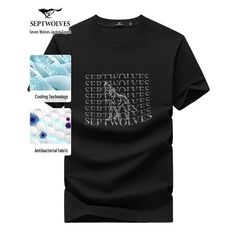 Sevenwolves Men s Letter Print Cooling Short Sleeve T-Shirt XL