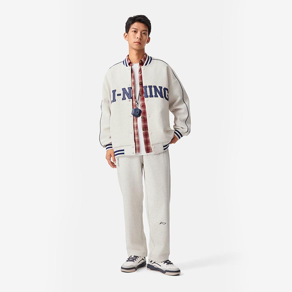 Li Ning Sports Lifestyle Serie Fleecegefütterte Warme Locker Geschnittene Lässige Strick-Jogginghose für Herren AKLVJ31-2