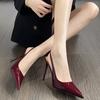 [Spot] Red Pointed High Heels for Women Who Are Not Tired In Summer, Sexy Royal Sister Patent Leather, Beautiful Bag Head Sandals for Women