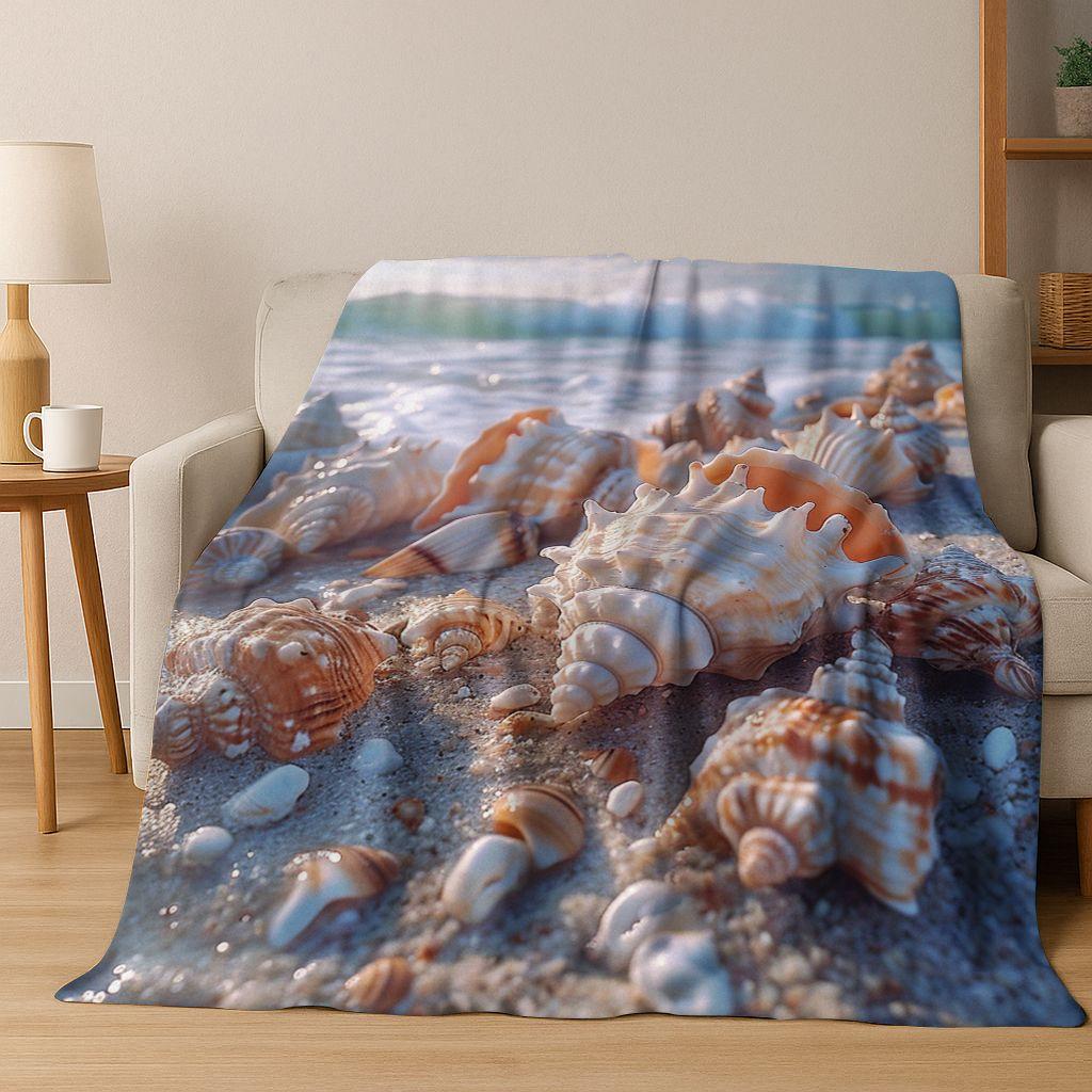 Traum Seestern Muschel Tropischer Strand Seestern Kunst Flanell Decke, Gemütliche Weiche Überwurfdecke für Zuhause Schlafzimmer Bett Sofa Abdeckung Geschenk