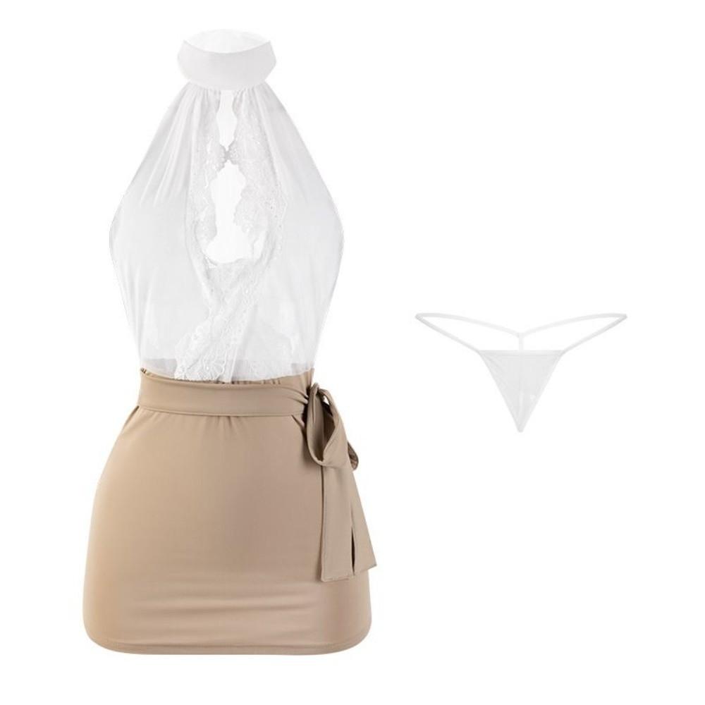 

Underpants Lace Up Dress Panties Deep V Neck Underwear for Women Valentine s Day Gift White 40-60kg