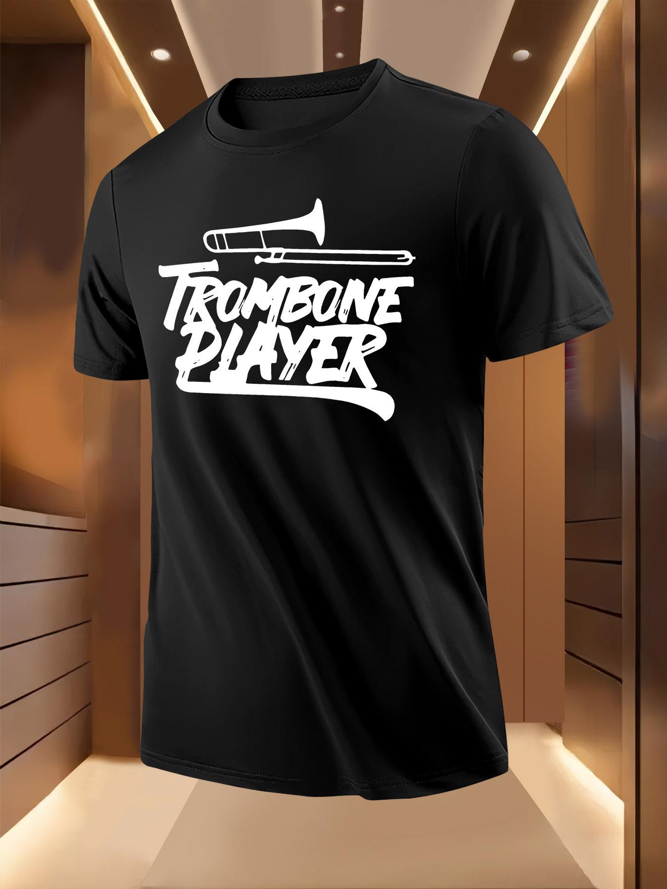 

Men s Casual Trombone Player Printed T-shirt - Breathable Lightweight Polyester Fiber T-shirt - Perfect Choice for Summer - M... S разноцветный