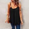 Women's Casual Loose  Spaghetti Straps Pleated Ruffled Sleeveless Tank Top