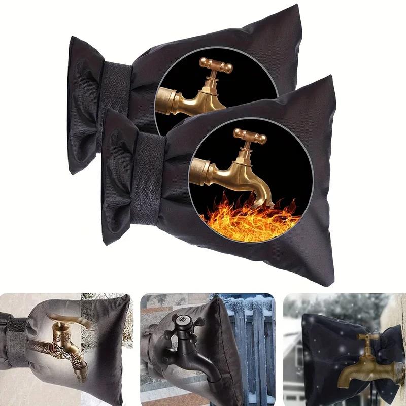 Outdoor Faucet Covers For Winter Freeze Protection, 2 Packs Faucet Insulation Cover Socks, Hose Bib Covers For Winter (15X20Cm)