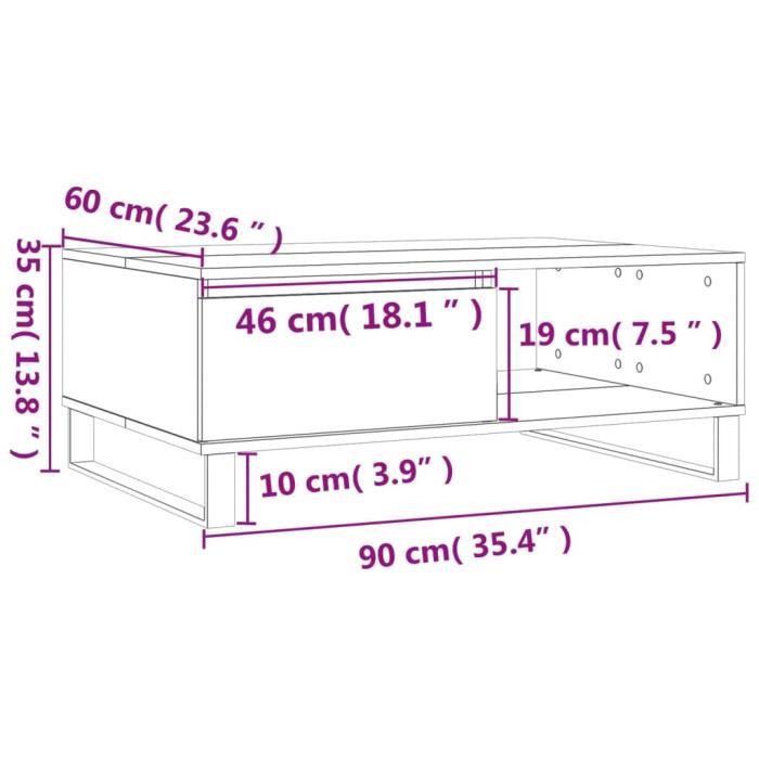 VidaXL Coffee Table Smoked Oak 90x60x35 Cm Engineered Wood 827073