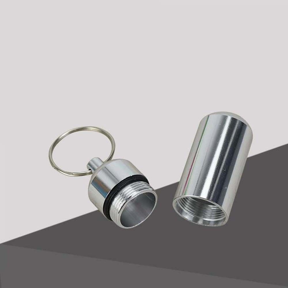 Capsule Small Bottle Container Money Medicine Aluminum Waterproof Keychain Holder Pill Box Case
