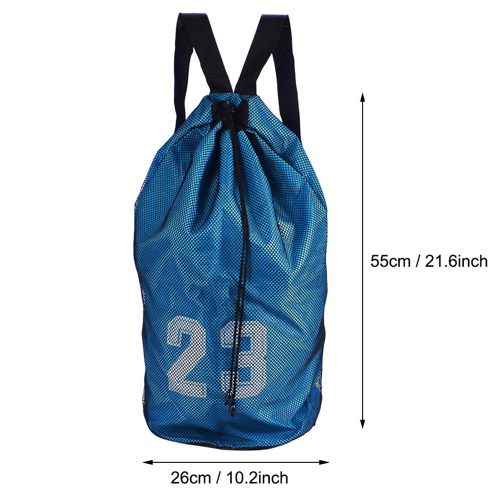 Basketball Football Soccer Training Exercising Mesh Backpack Shoulder Drawstring Bag (Blue)