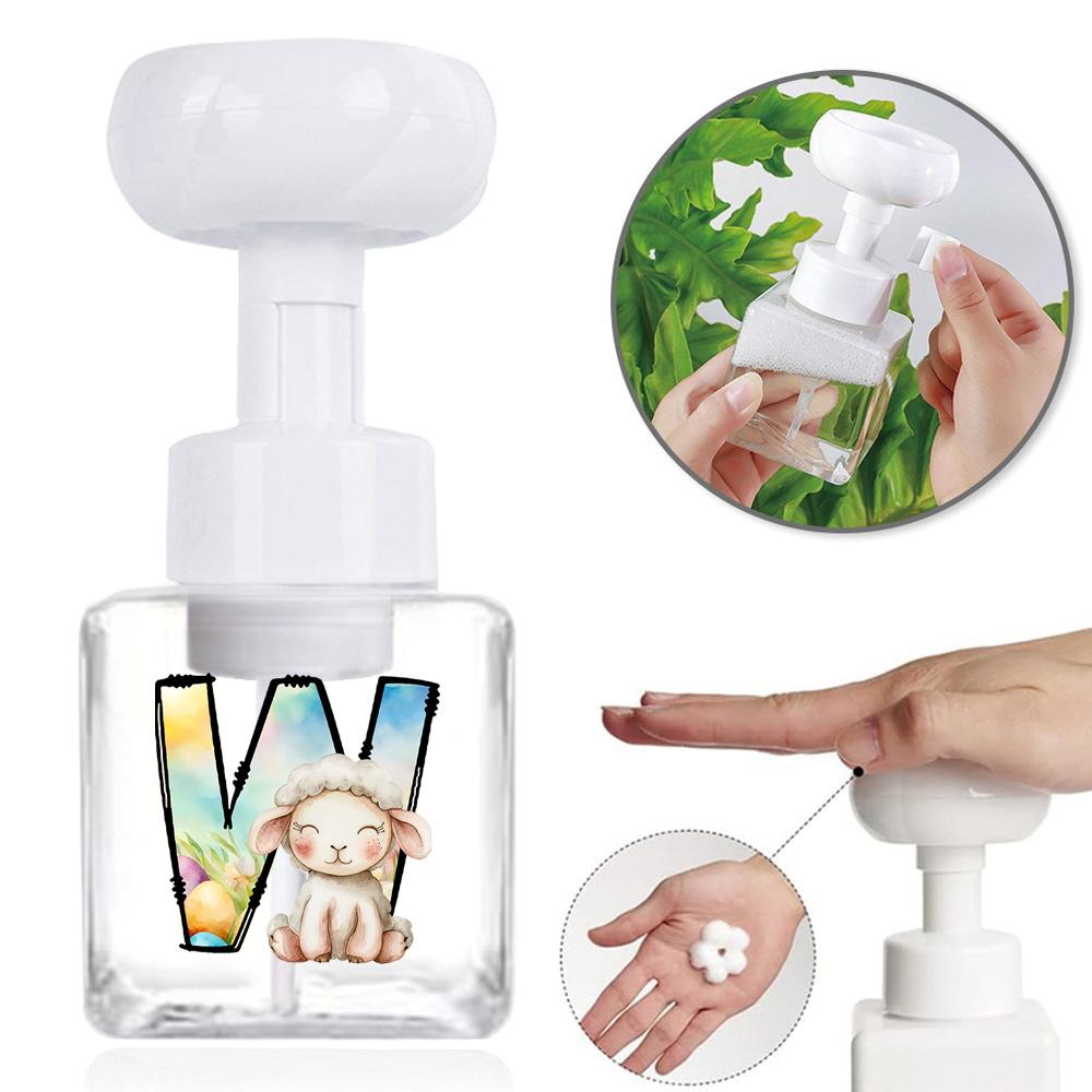 250ml Square Flower Foam Bottle 2026 Soccer Refillable Lotion Container Leakproof Travel Pump Bottle for Skincare Sports Fan Gif