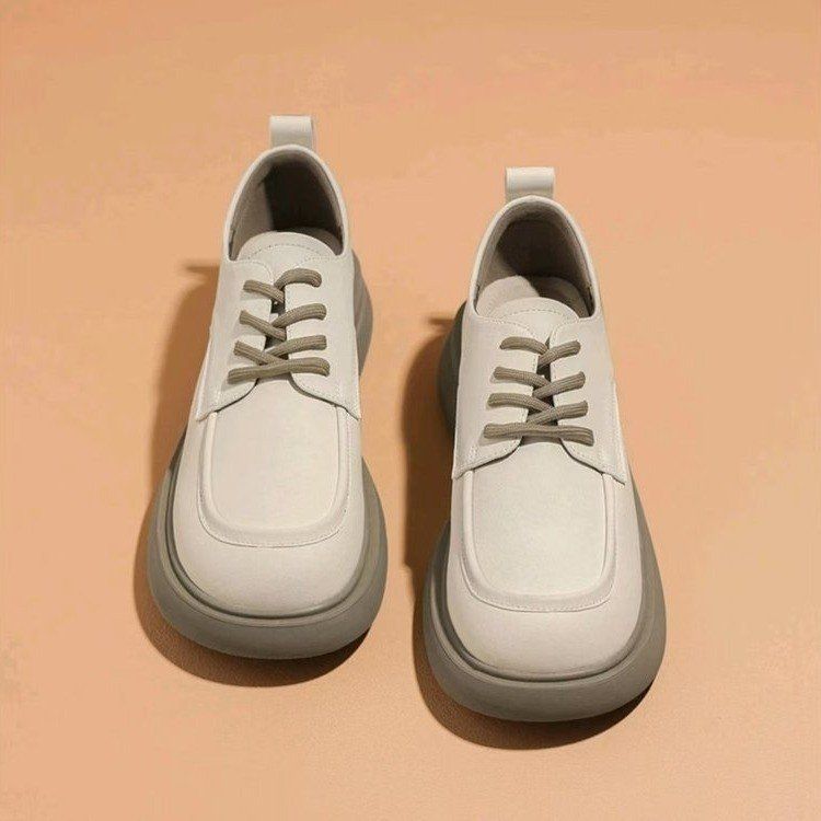 

Весна-лето 2025 новая женская обувь в британском стиле на низком толстом каблуке, с мягкой подошвой, модная, универсальная, нескользящая, для работы, модная обувь 40 белый